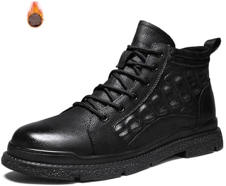 Amazon.com | Men's Italian High-Top Casual Leather Boots Lace-Up